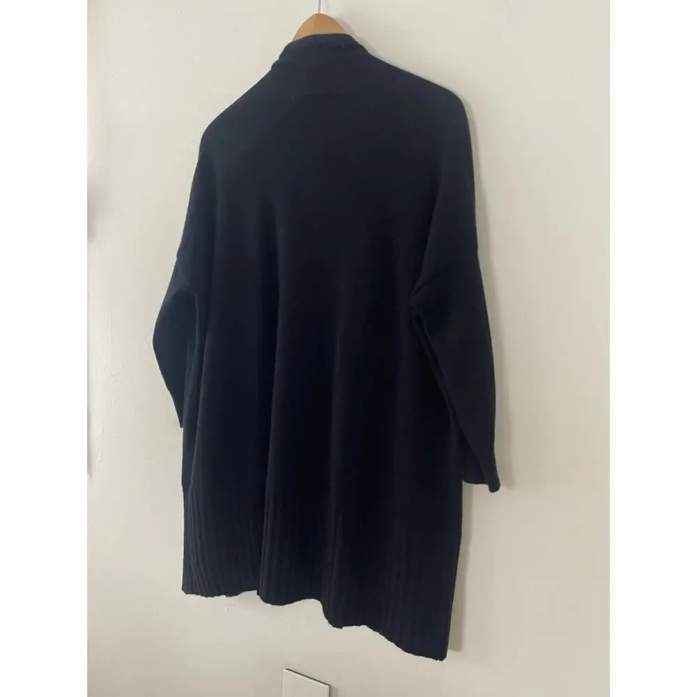 Michael Kors 100% Cashmere Navy Blue Open Cardigan Sweater 3/4 Sleeves